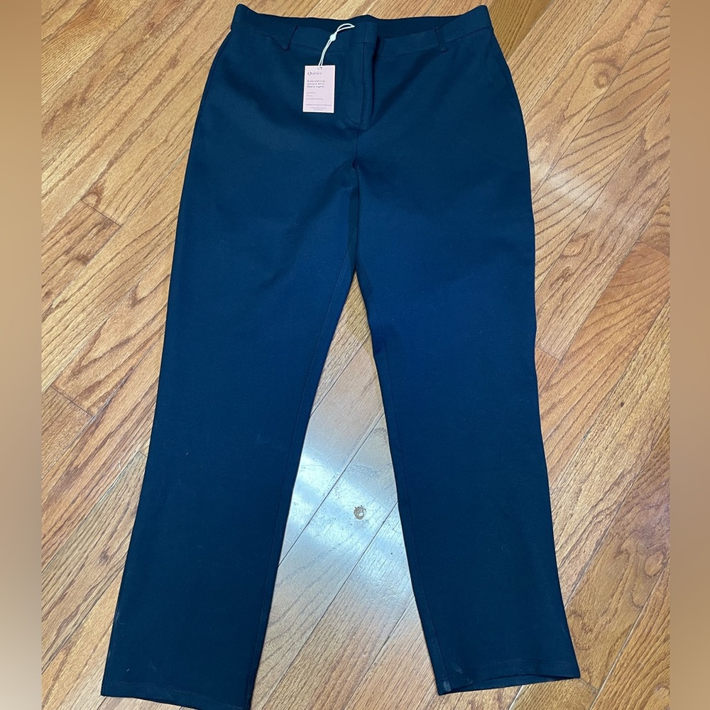 Quince Womens Ultra-Stretch Ponte Straight Leg Pants Petite Navy Size XL NWT